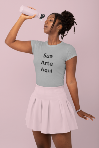 CAMISA PERSONALIZADA BABY LOOK CINZA PRATA ESPORTE