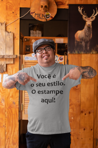 CAMISA PERSONALIZADA CINZA PRATA HOMEM GORDINHO ALEGRE