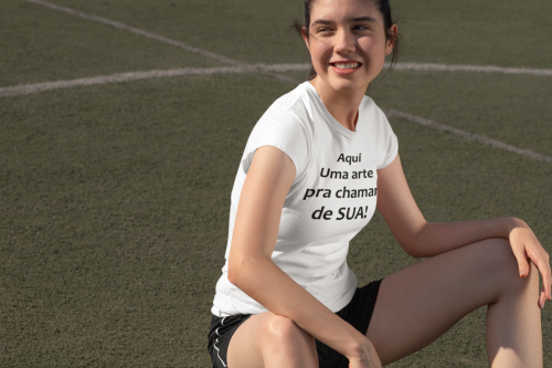 CAMISA PERSONALIZADA INFANTIL MENINA FUTEBOL SENTADA