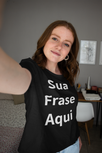 CAMISA PRETA PERSONALIZADA BABY LOOK MULHER