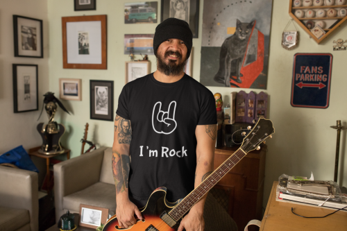 CAMISA PRETA PERSONALIZADA HOMEM GUITARRA ROCK